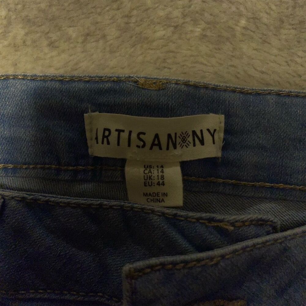 ARTISAN NY Icy Sky Blue Stretch Cotton High Rise Skinny Rolled Cuff Ankle Jeans - Picture 8 of 9